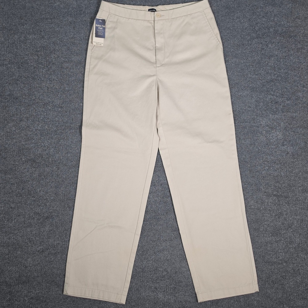 Dockers Khakis For Women Beige Cotton‎ Button Tab Straight Leg Pants Size 12 M
